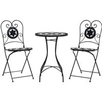 vidaXL Mosaik-Bistro-Set Schwarz und Weiß Eisen und Keramik 3216354